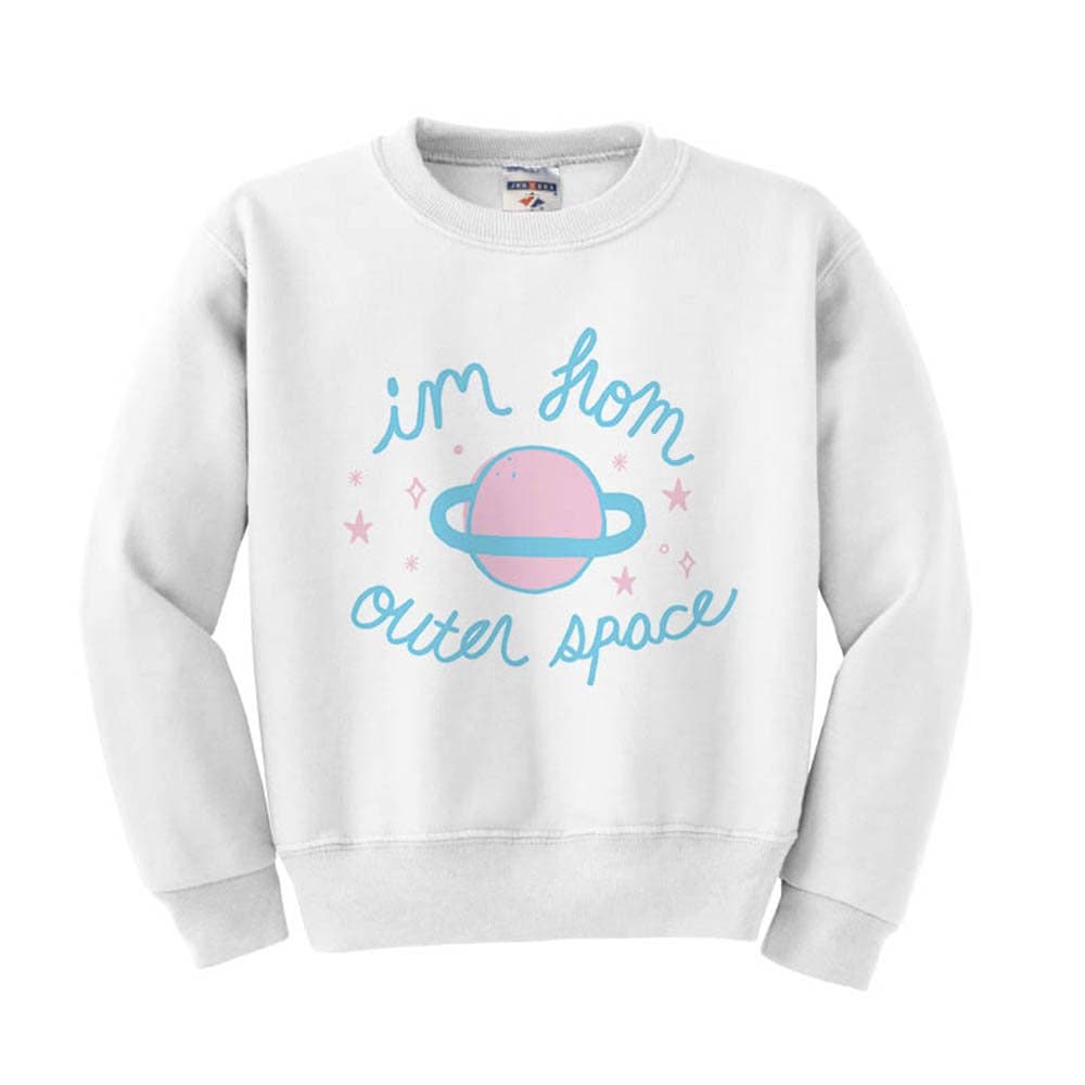 TATY Kids I'm From Outer Space Youth Kids Sweatshirt Medium White