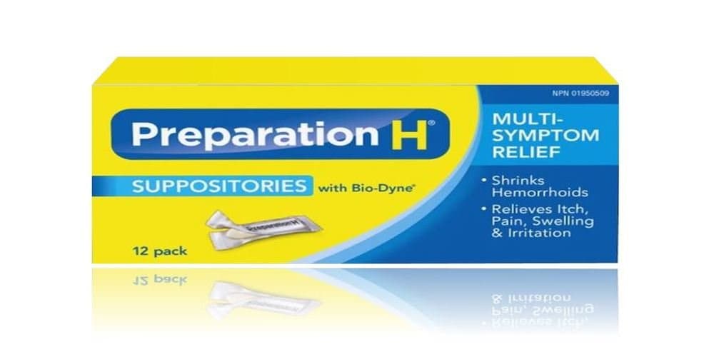 Preparation H Multi-Symptom Hemorrhoid Pain Relief Suppositories with Bio-Dyne (12 Count)
