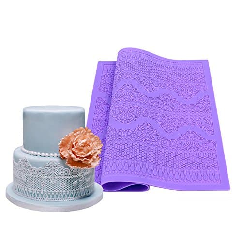 Fondant Silicone Lace Mold Impression Mat Cake Decorating Mold Flower Laces Embossed Sugar Craft Tools (Purple)
