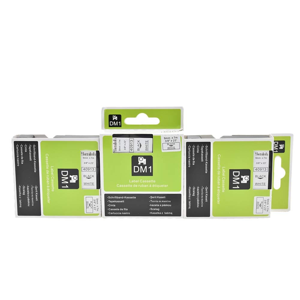 yenlok 3 Pack Compatible with Dymo D1 40913 Label Tape S0720680 Cassette 9mm x 7m Standard Self-Adhesive-Black on White Suitable for LabelManager 160 210D 260P 280 PnP Labelwriter Printers