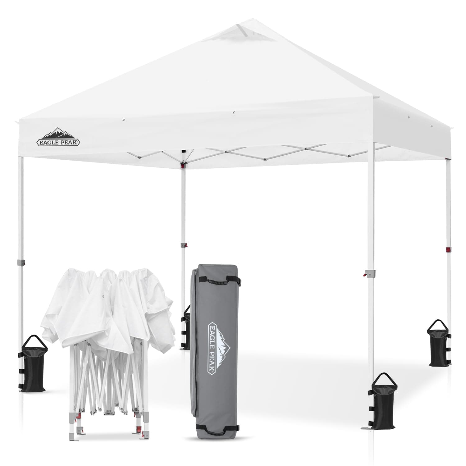 10' x 10' Heavy Duty Commercial Canopy Tent Pop Up Industrial Instant Canopy Shelter with 100 Square Feet of Shade (White)