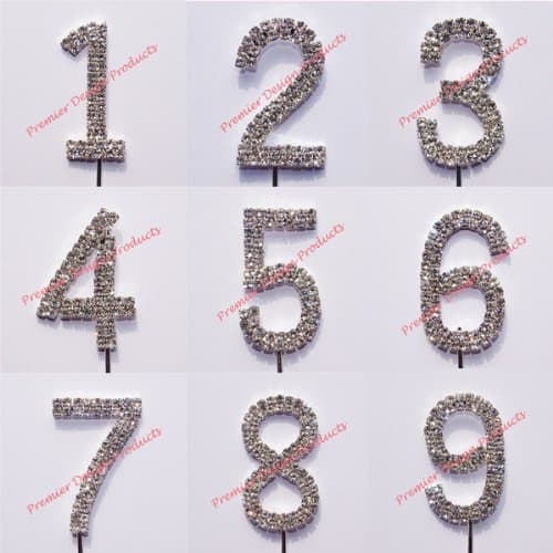 Number Cake Topper Diamante Rhinestone Anniversary Birthday Toppers Decoration Number 6