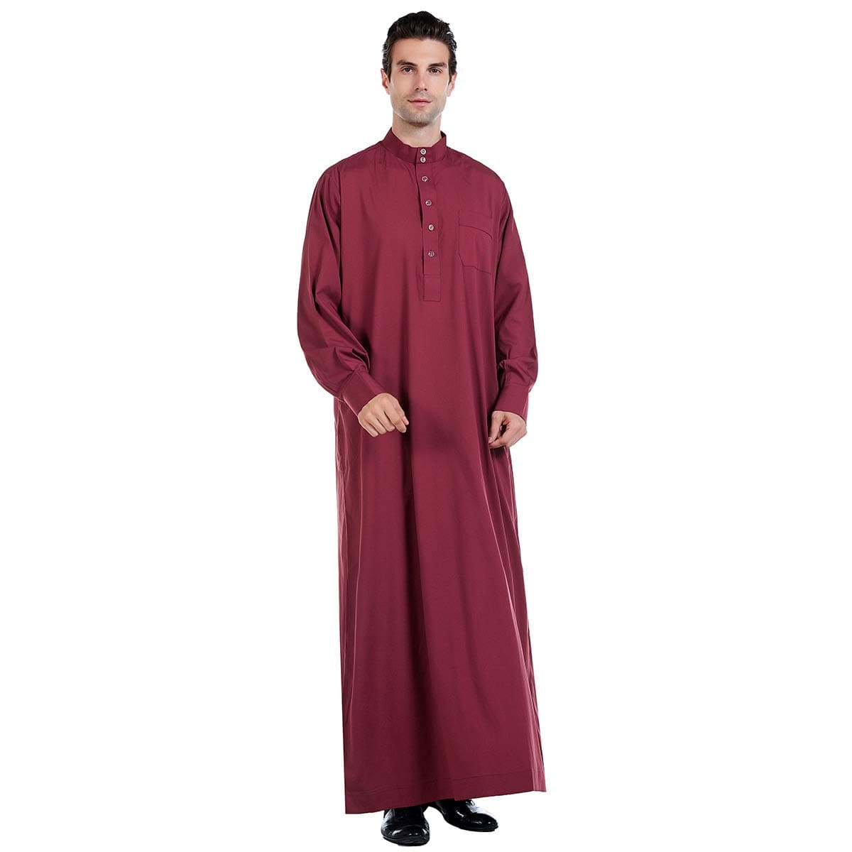 Men's Muslim Clothes Durable Kaftan Robe Dubai Long Gown Ethnic Clothes,1pc Soft Robe