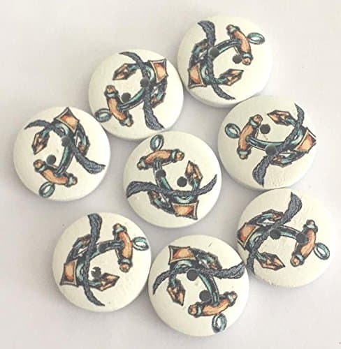 8 Maritime Children's Wooden Buttons Anchor Design