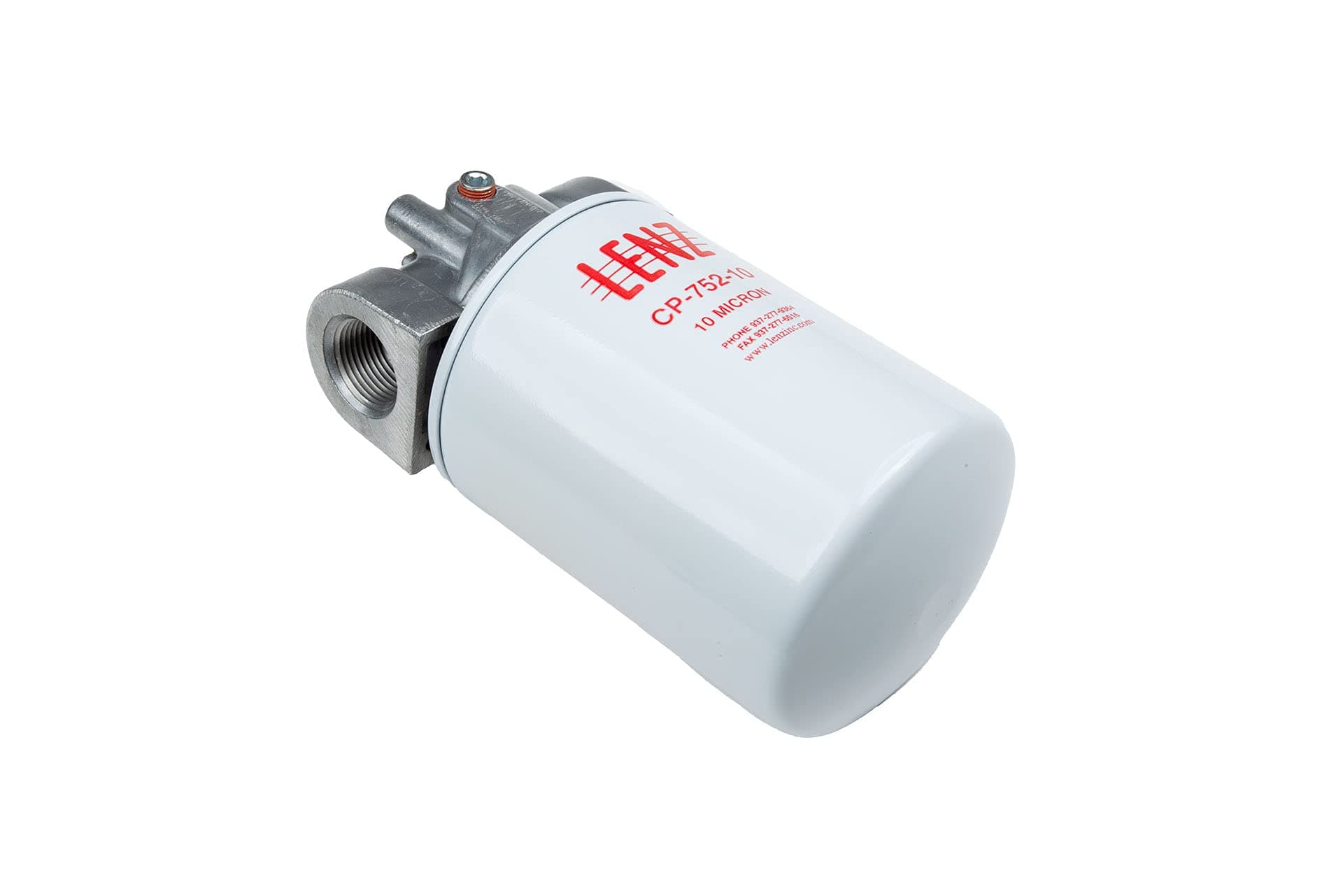 Lenz 10 Micron Hydraulic Oil Filter Assembly – Return Line Spin-On Hydraulic Filter with Indicator Ports – 20 GPM Flow Rate, 200 PSI, 3/4" NPTF – Log Splitter & Tractor Compatible – Model 221006