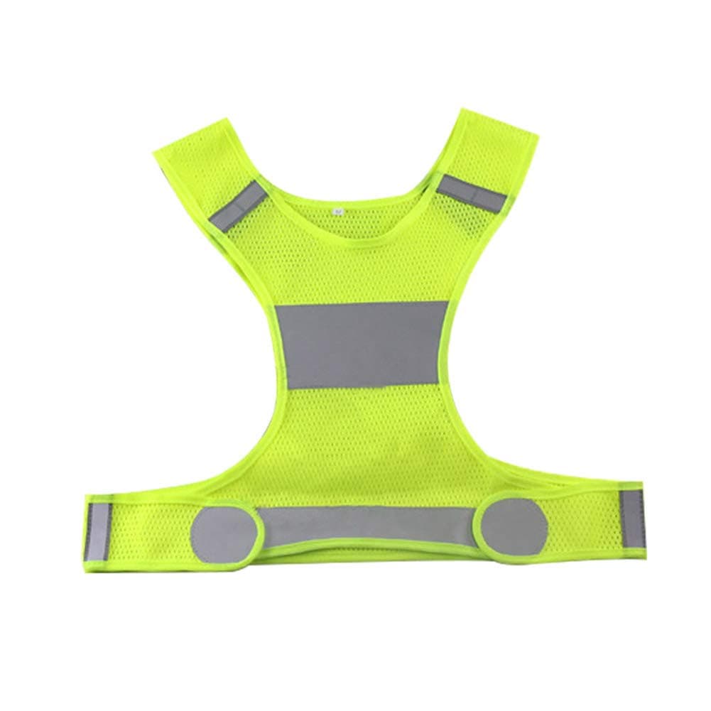 VelvxKl Breathable Night Running Cycling Safety Vest High Visibility Reflective Jacket Fluorescent Yellow M