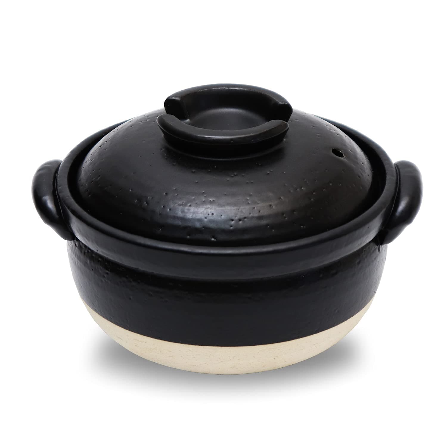 DONABE Clay Rice Cooker Pot Japanese Style made in Japan for 1 to 2 cups with Double Lids, Microwave Safe