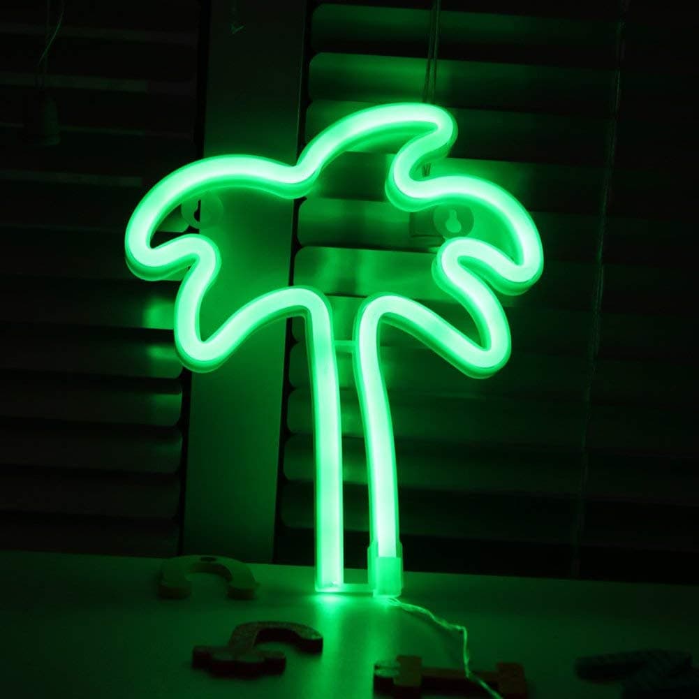 LJOYKID LED Palm Tree Neon Light Art Decorative Lights-for Birthday Party Decoration,Kids Room, Living Room, Wedding Party Decor Hotel Beach Recreational (Coconut-Green)