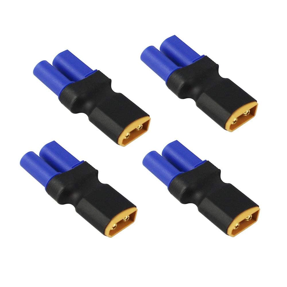 4pcs XT60 Male to EC5 Female Plug Connector Adapter for LiPo Battery Connector Adapters (Male XT60 to Female EC5)