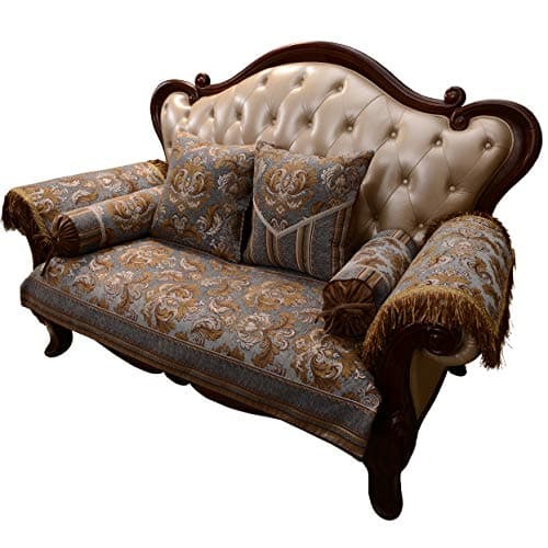 Sideli European Sofa Protector Non-Slip Sofa Pad Fabric Lace Sofa Cover Sold by Piece Custom Size Accept (Agray Blue, Sofa-Sofa Cover)