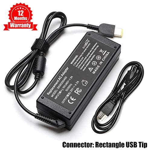 90W 20V 4.5A AC Adapter Laptop Charger Compatible Lenovo Thinkpad X1 Carbon X230 X240 T440 T450 T460 Ideapad E455 E560 E565 Yoga 11 13 15 Yoga 2 pro fits 0B46994 ADLX90NCC3A ADLX90NLC3A 45N0237