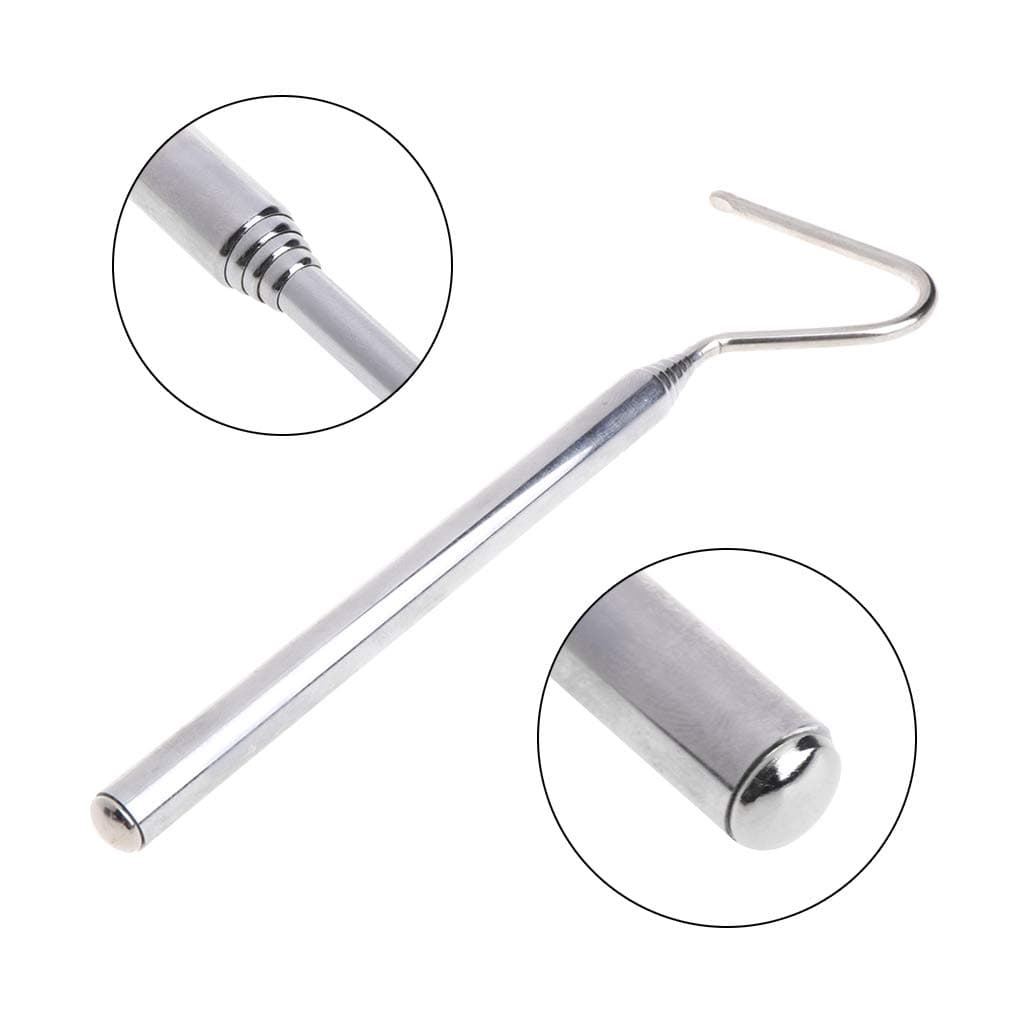 Yanhonin Telescopic Snake Hooks, Stainless Steel Professional Hook Reptile Supplies for Snake Lovers Silver