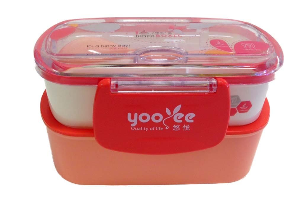 Two Tier Peachy Pink color Lunchbox for Kids #P0050