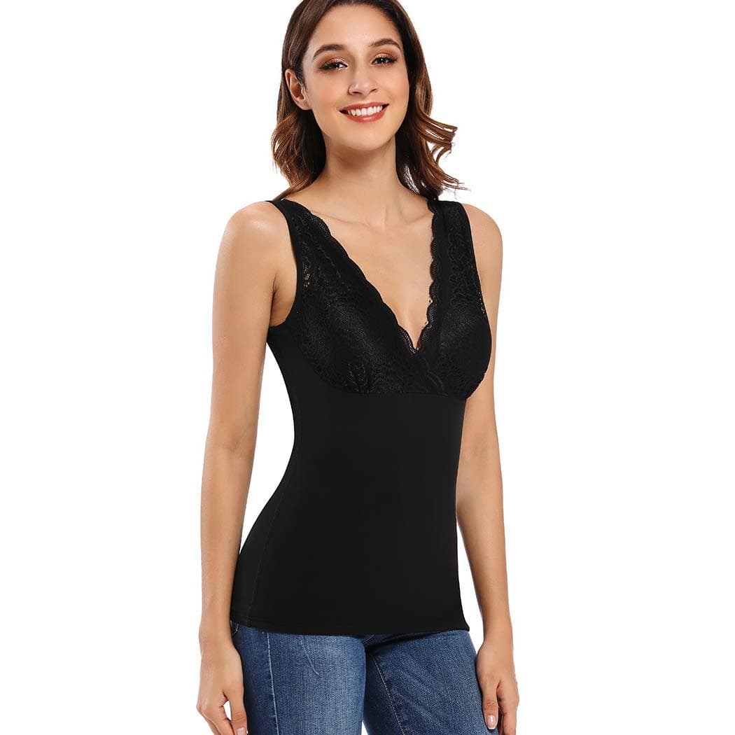 Womens Cotton Thermal Underwear Tops Fleece Lined Cami Tank Top Vest Warm Winter Basic Camisole