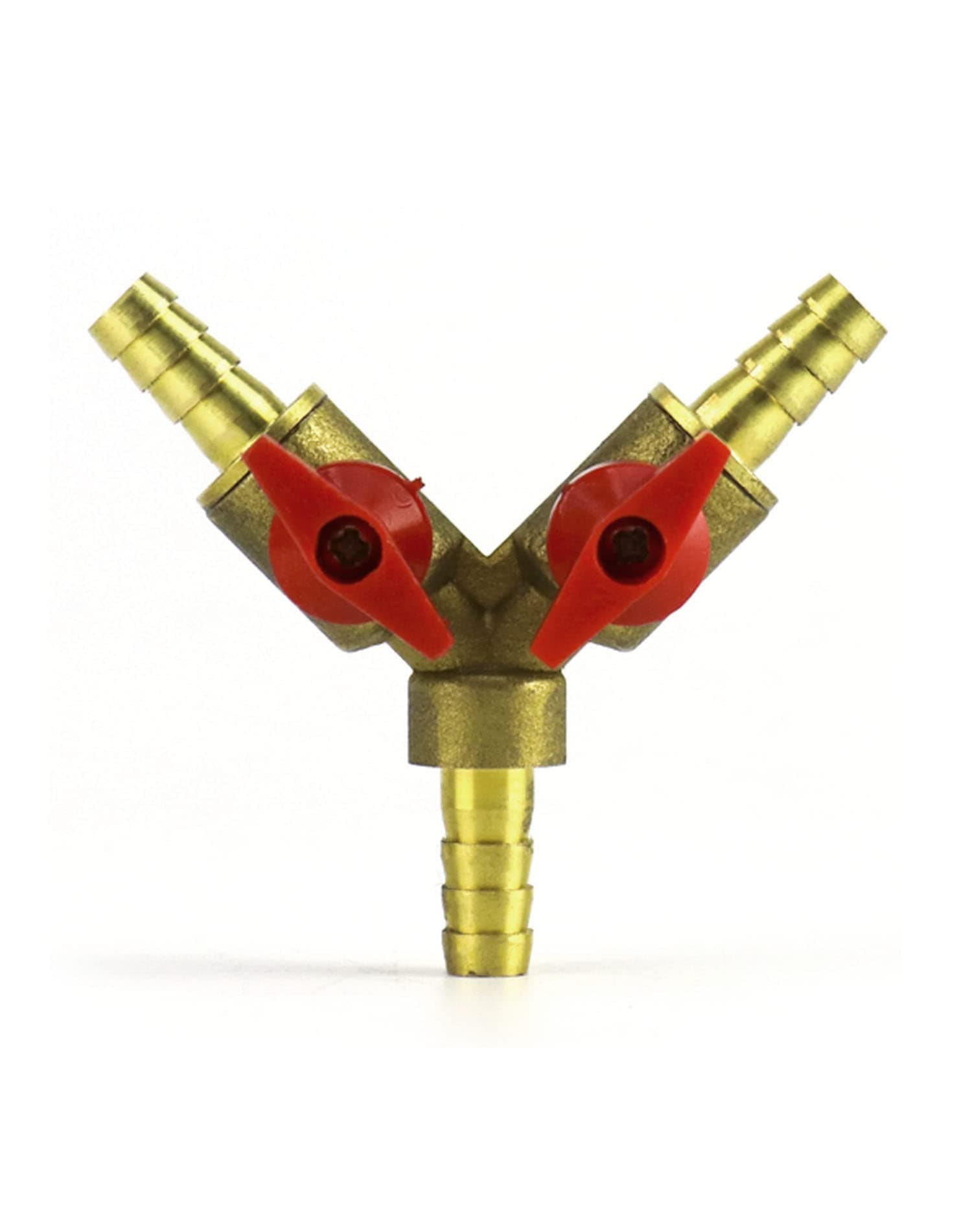 3 Way Hose Connector Splitter Brass and Zinc Alloy 8mm Ball Valve T Hose Connector for Carpenter's Fitting Air Water Gas 1 Piece