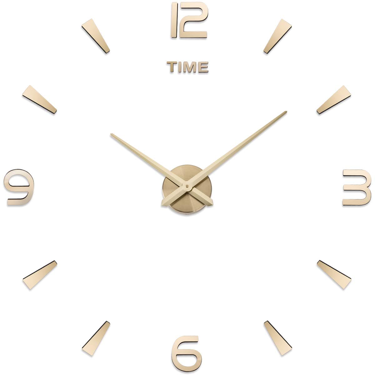 AILILIFE 3D DIY Wall Clock Decor Sticker Mirror Frameless Large DIY Wall Clock Kit for Home Living Room Bedroom Office Decoration (Gold)