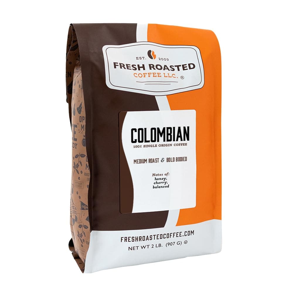 Fresh Roasted Coffee,100% Colombian, 2 lb (32 oz), Medium Roast, Kosher, Ground
