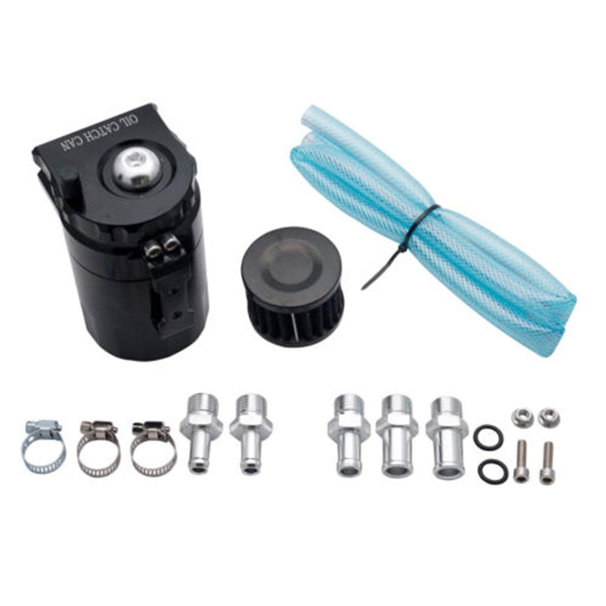 HugeAuto Oil Catch Can Kit Baffled w/Breather Petrol Diesel Turbo Tank Reservoir Filter