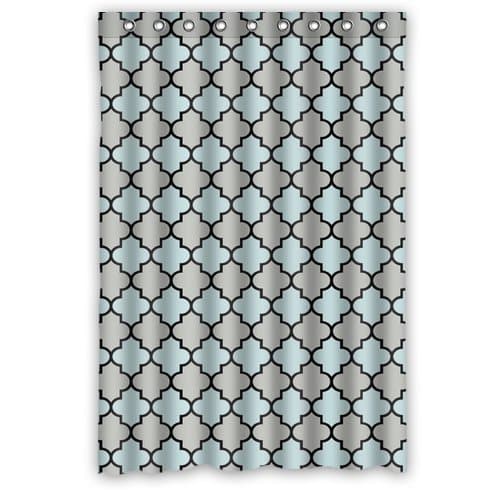 Blue Gray Black Moroccan Trellis, Latticework Shower Curtains Polyester Fabric Waterproof 48" x 72"