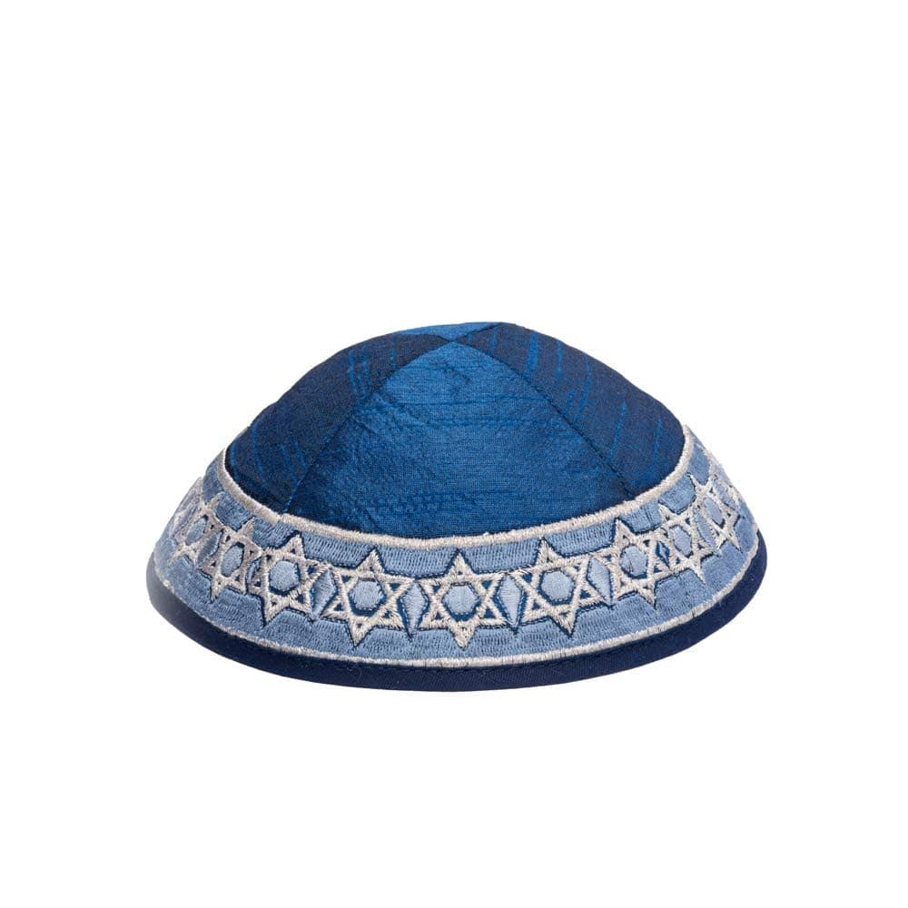 - Yair Blue Magen David Star Embroidered Kippah Yamaka (YME-14B)