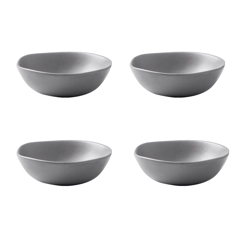 Classic Matte Ceramic Sauce Dishes Sushi Dipping Bowls Appetizer Plates with Irregular Ddge for Kitchen3.2'' (Set of 4)
