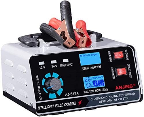 Riiai 400W 12V/24V Heavy Duty Automatic Car Battery Charger,Portable LCD Smart Pulse Repair Trickle For Truck, Motorcycle, Lawn Mower, Boat, RV, SUV, ATV