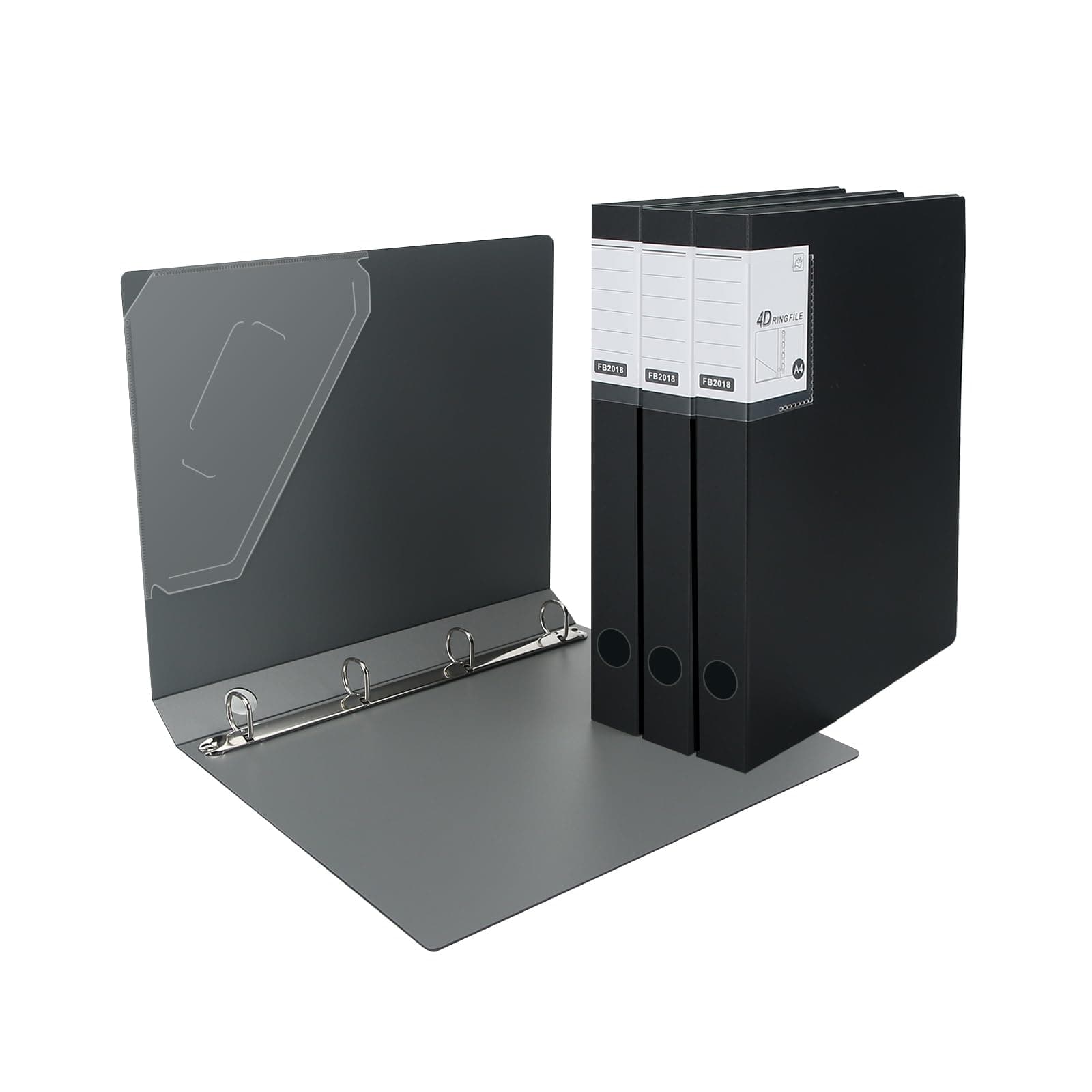 4 Ring Binders 0.8 Inch D Ring,4 Pack D Ring Binder A4,4 Ring（Black）