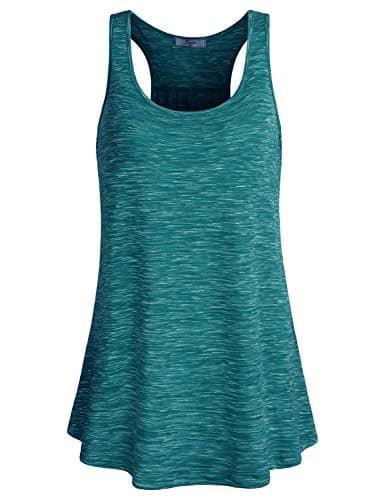 CestyleWomens Sleeveless Scoop Neck Flowy Loose Fit Workout Shirts Racerback Long Tank Tops
