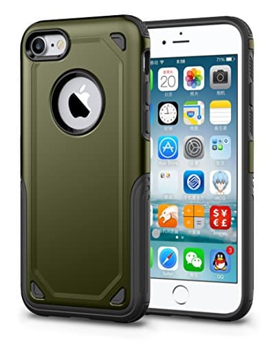 VAKO iPhone 8/7 Hybrid Case with Air Cushion Technology and Secure Grip Drop Dual-Layered Protection for Apple iPhone 8/7 Cover (Army Green)
