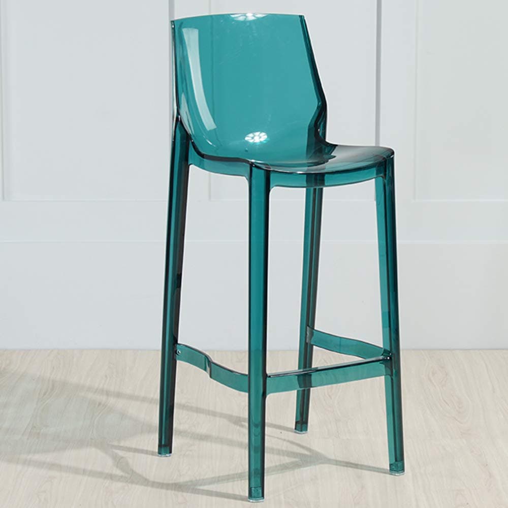 MANG Modern Acrylic Bar Stools Armless Counter Stool Transparent Kitchen Dining Chair With Back Height Stools, 65cm/ 75cm, Blue, Grey