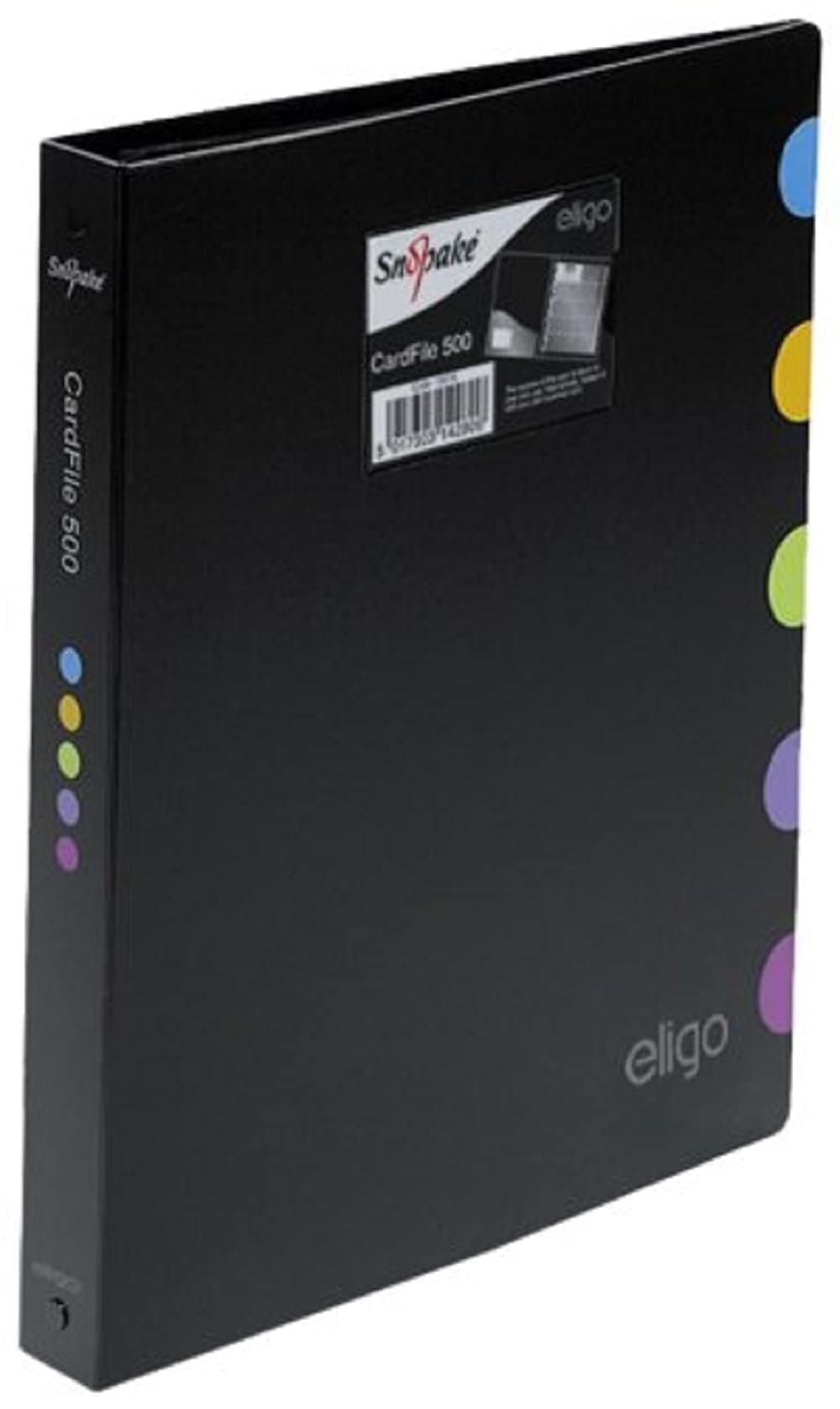 Snopake A4 Eligo Executive CardFile for 500 Business Cards – Black [Pack of 1] Ref: 15078