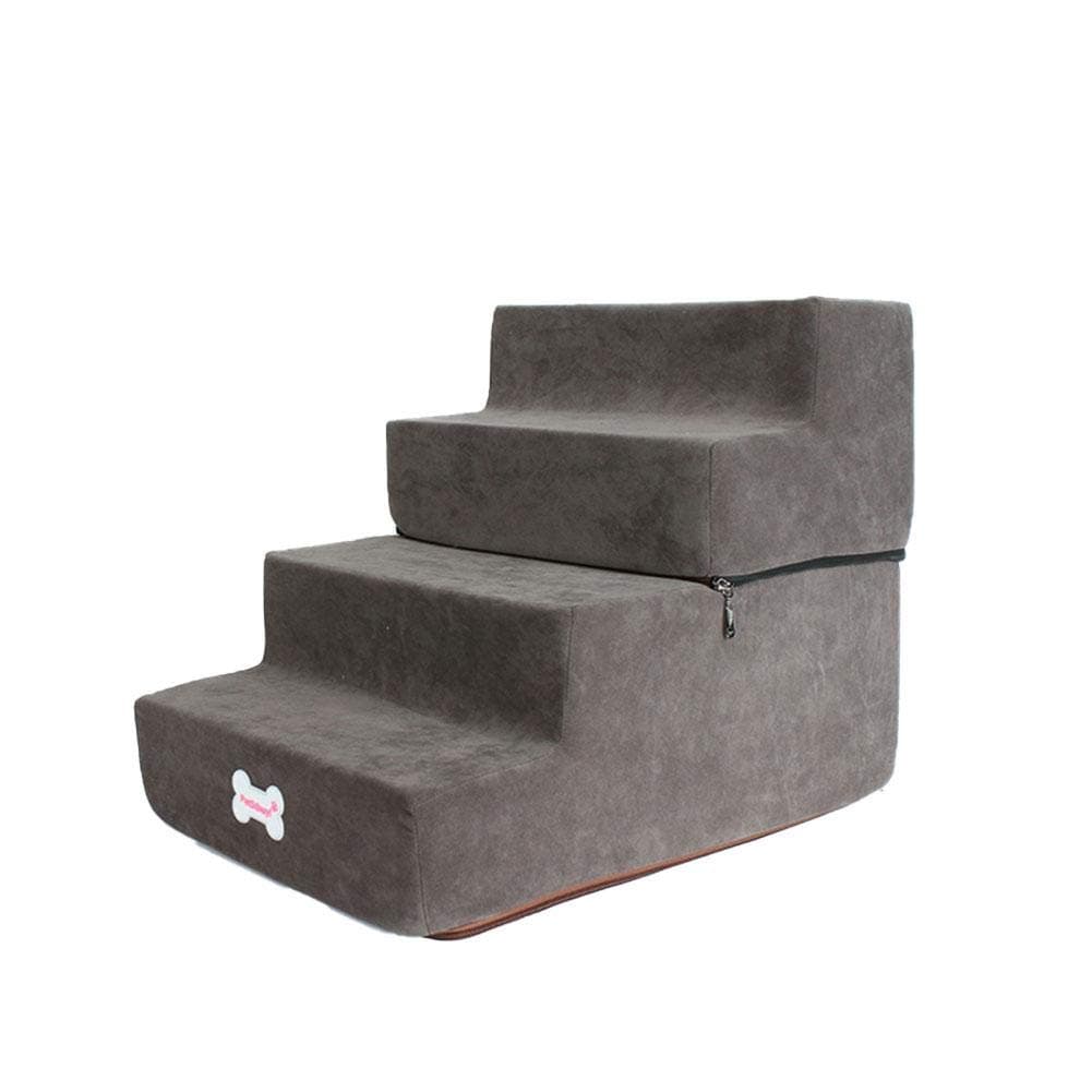 VERLOCO Pet Stairs 4 Steps, Large Removable Dog Cat Stair Washable Cover, Pet Climbing Ladder Sponge Non-Slip For Small Medium Puppy Dogs Doggy Cats For Sofa, Bed, 20-40cm Adjustable Height