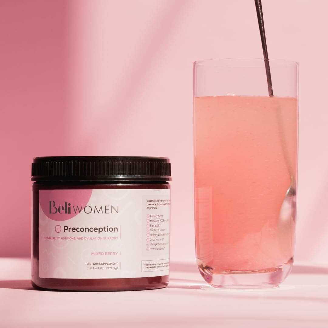 Preconception Supplement for Fertility, Egg Quality, PCOS, Hormones, and Ovulation. Berry Flavored Drink Mix Powder - Support for PCOS & PMS. Made with Inositols, CoQ10, Acai, NAC and More.