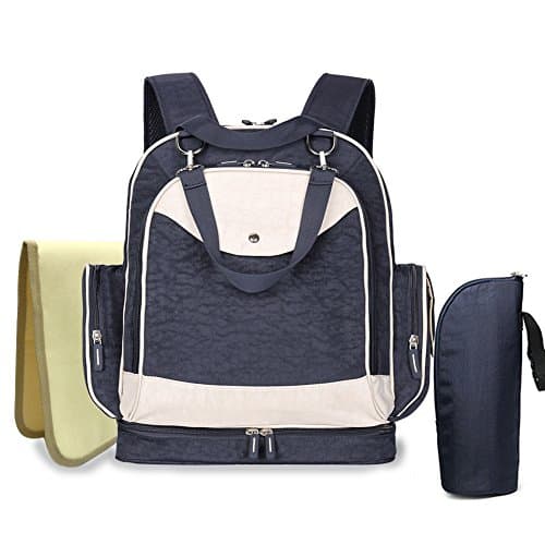 Diaper Bag Backpack-Machine Washable Waterproof Nappy Bags with Accessories including Stroller Straps Changing Mat and Insert Organizer For Women & Men (Navy Blue)