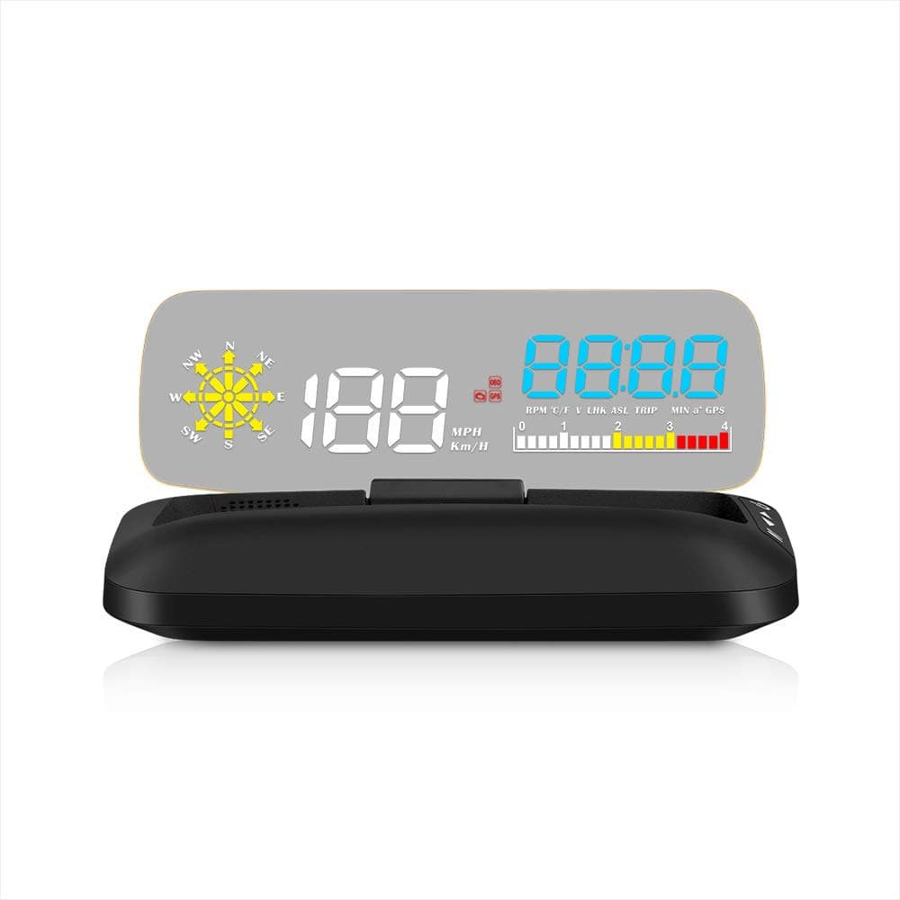 Car HUD C5, Head-Up Display, OBDII & GPS Scanner, Vehicle Speed, Fuel Consumption, Clear Fault Code, Compatible with All Cars