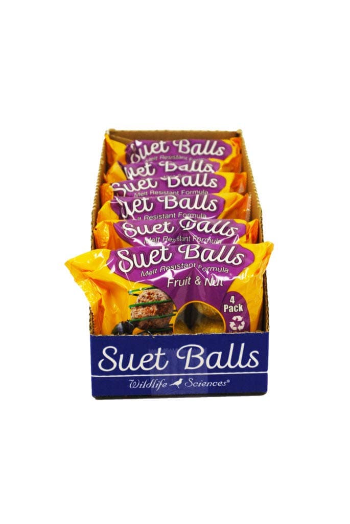 Suet Balls 24 Pack, 6 Individually Wrapped Packs of 4 Bird Suet Balls (Fruit & Nut)