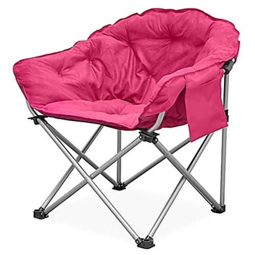 Polyester Folding Club Chair with Steel Frame (Pink)