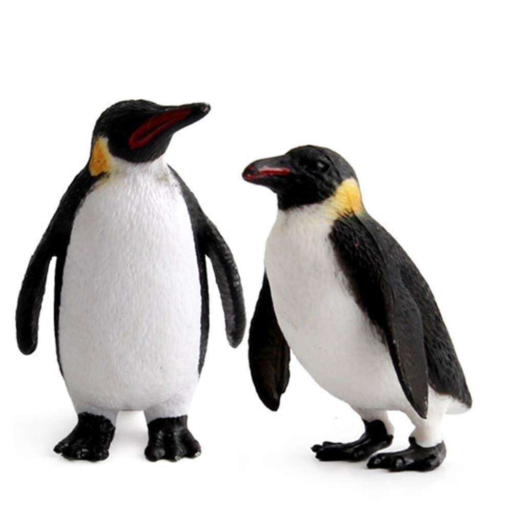 TZSHUQ 2Pcs Cute Penguins Figurine Simulation Plastic Penguins Statue Lifelike Animal Crafts Desktop Ornament Room Table Decoration