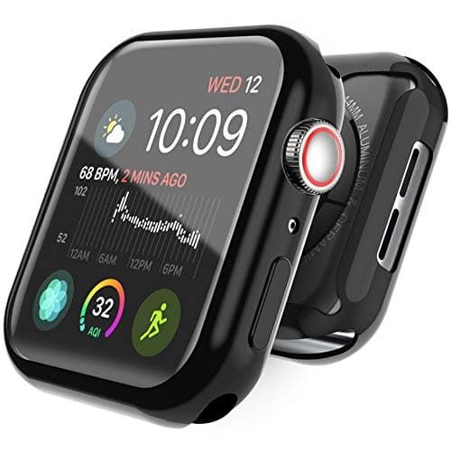 Yestan iWatch 4 Case 44mm with TPU Screen Protector 44mm -Anti-Scratch Protective Case High Definition Clear Cover Ultra-Thin Sensitive Touch for iWatch 44mm Series 4(Black, 44mm)