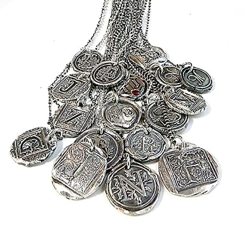 Handmade Silver INITIAL Charm, WAX SEAL STAMP Jewelry, Personalized MONOGRAM Necklace, Custom Sterling Silver Initial Pendant, 3 STYLES to Choose From, FREE Shipping