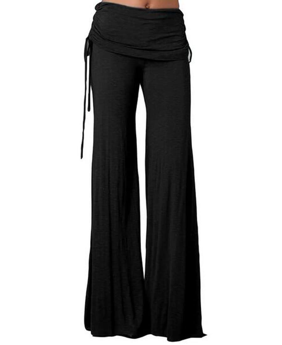EASTDAMO® Women's Wide Leg Boho Palazzo Gaucho Pants (X-Large, Black)