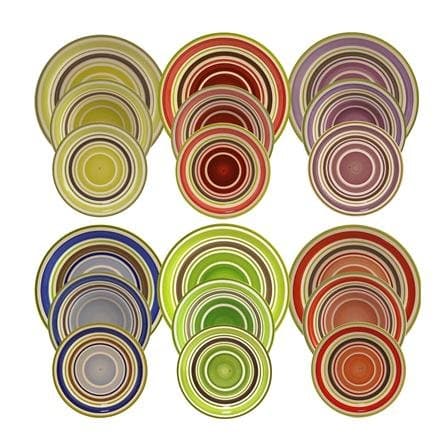 Rose and Tulips Service Plates: 18 Pieces 6 Plates 6 Bowls 6 Portofino Side Dishes