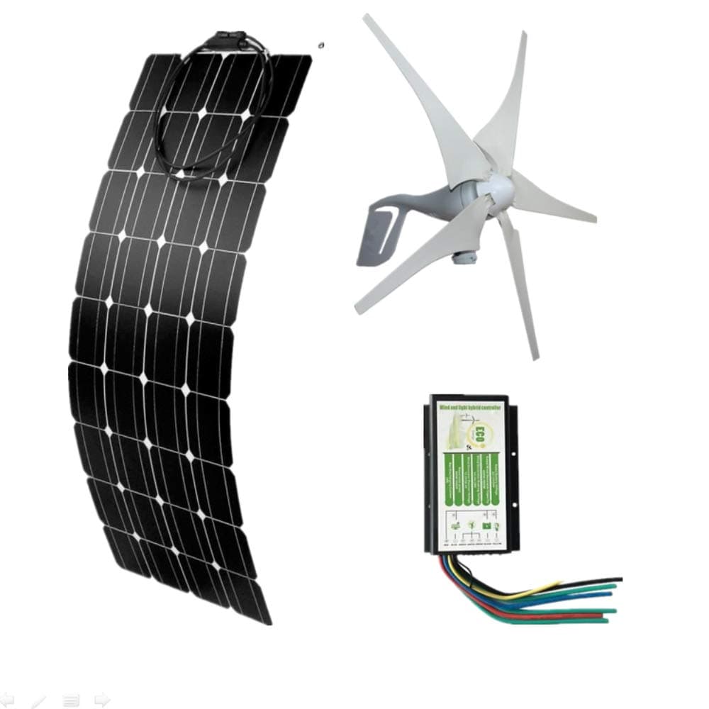 400W Wind Turbine Generator + 100W flexible Solar Panel for Off Grid 12 Volt Battery Charging