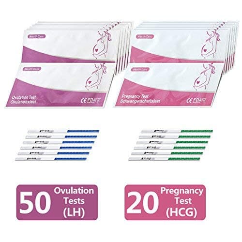 Cuckool 50 (LH) Ovulation Tests and 20 (HCG) Pregnancy Test Strips Kit - Ovulation Predictor Kits (50 LH + 20 HCG Tests)