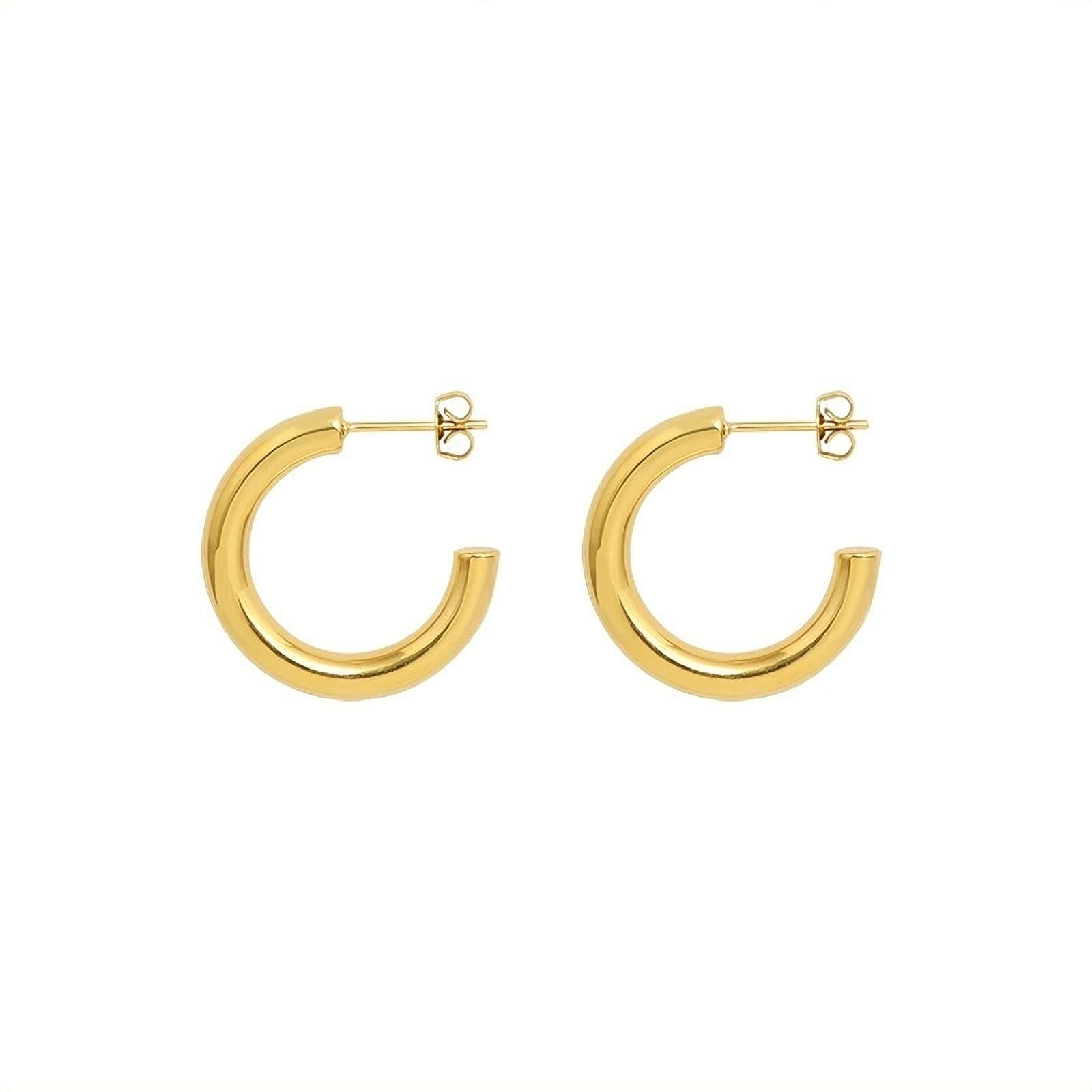 NEWTRENDS Gold Hoop Earrings for Women Hypoallergenic Thick Open Twisted Huggie Hoop Jewelry for Birthday/Christmas Gifts
