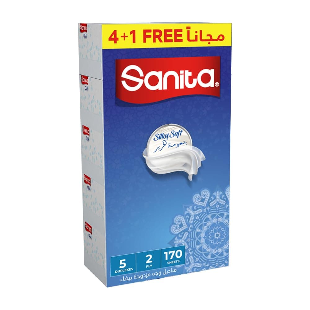 Sanita Club Facial Tissue, 170 Sheets X 2 Ply,Pack Of 5 Boxes