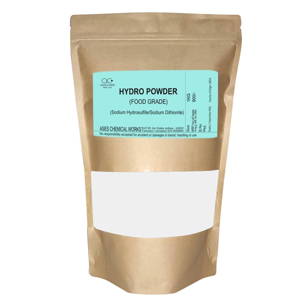 Ases Rangkat Hydro Powder, Sodium Dithionite, Sodium Hydrosulphite for Food Industries (Colorless/White, 1KG)