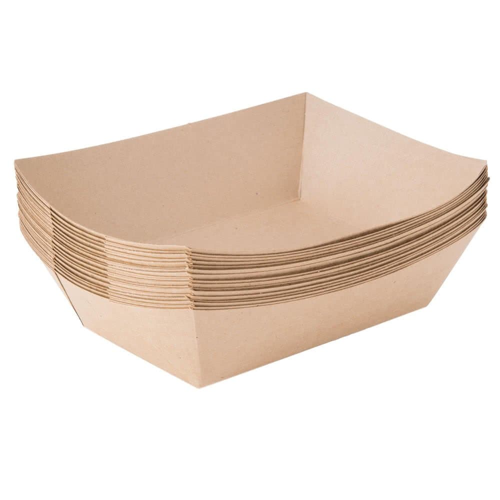 Paper Food Trays 5 LB, Kraft Paper, Compostable, Great for Picnics, Carnivals, Nachos, Fries (250 Trays) - Econoly (Brown, 5 LB)