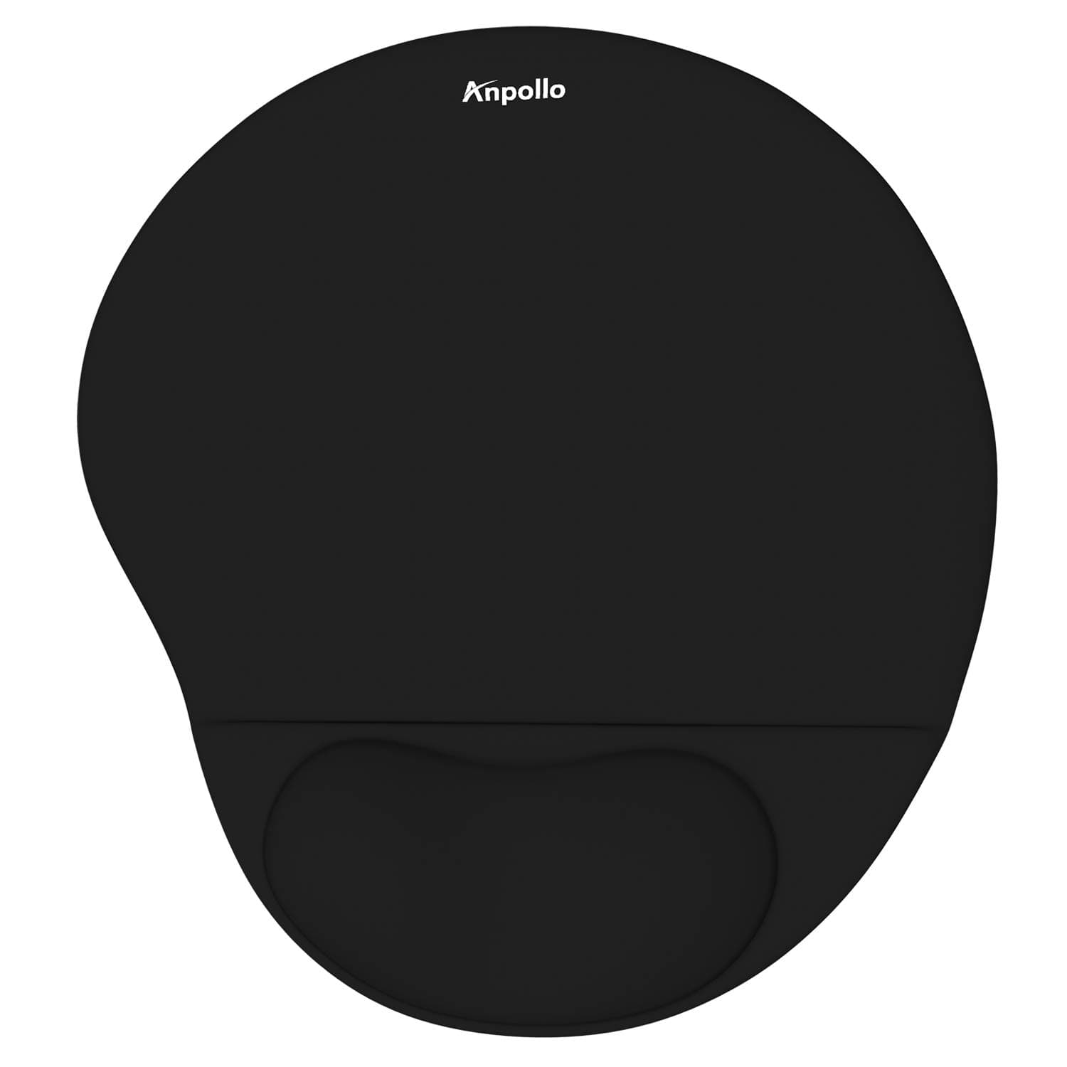 Anpollo Mouse Pad, Ergonomic Mouse Pad with Gel Wrist Rest Support, Gaming Mouse Pad with Lycra Cloth, Non-Slip PU Base for Computer, Laptop, Home, Office & Travel, Black