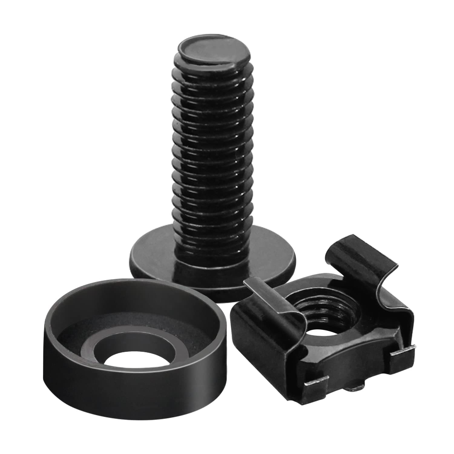 50-Pack M6 x 16mm Computer Rack Mount Cage Screws, Nuts & Washers for Server Cabinet - Black